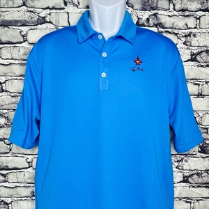 Nike Golf Polo‎ Shirt Adult Large Carolina Blue White Swoosh Jet Plane Emb